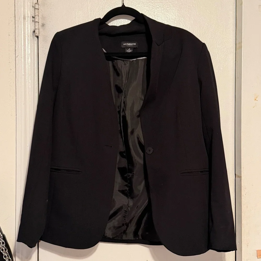 Liz Claiborne Blazer Black Size 8 Career Minimalist Work Office